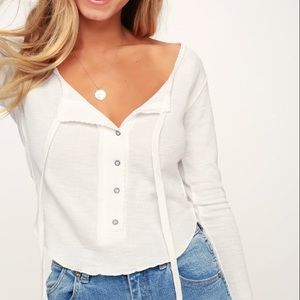 Free People Cecilia Ivory Long Sleeve Thermal Top